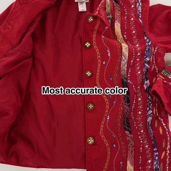 Coldwater Creek Embellished Embroidered Twill Top - Picture 8 of 11